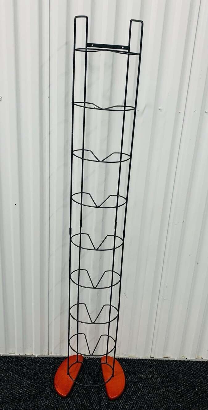 Vintage Retro Black Wire,Wood Base CD Game Storage Tower 51" Holds 110+